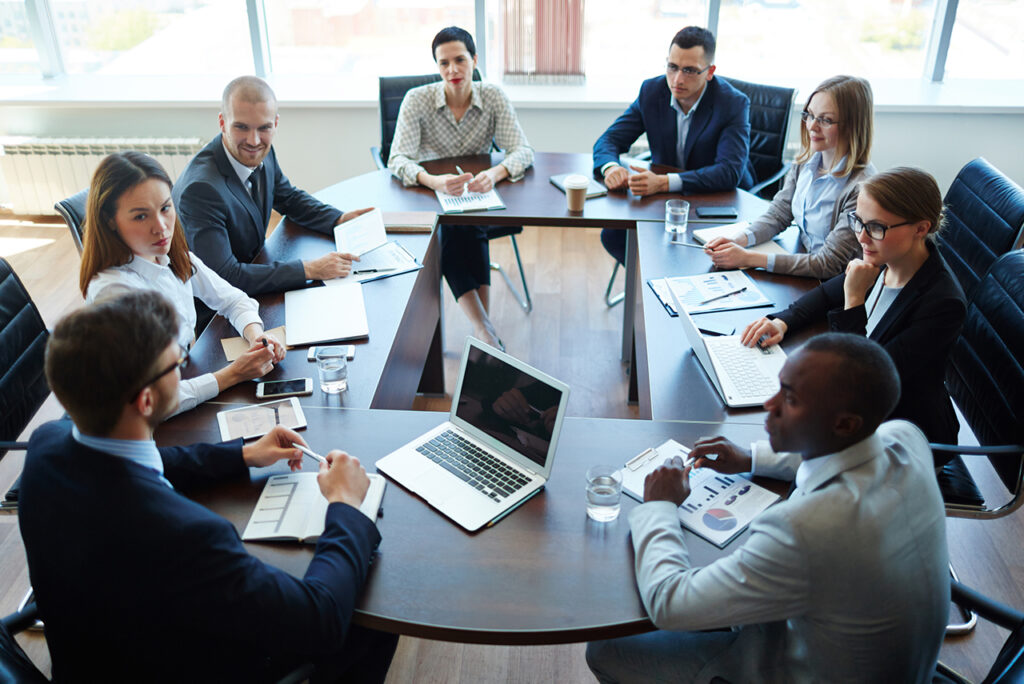 meeting in a board room